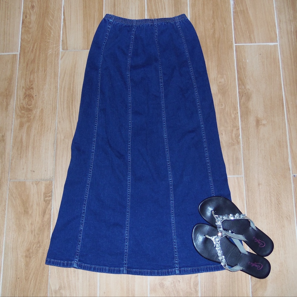 Croft&Barrow Stretch Denim Skirt Elastic Waist